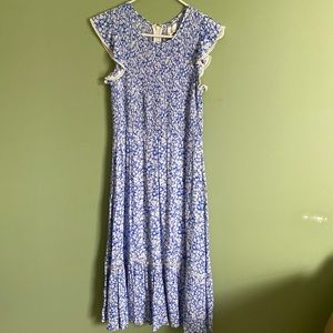 Lost & Wonder blue and white midi dress, medium